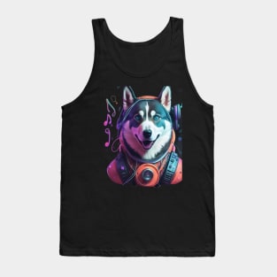 Music lover Siberian husky Tank Top